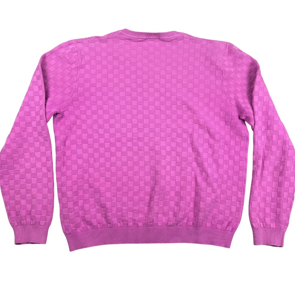 Bette & Court‎ Womens L Checkered V Neck Long Sleeve Pullover Sweater Pink - Picture 2 of 10